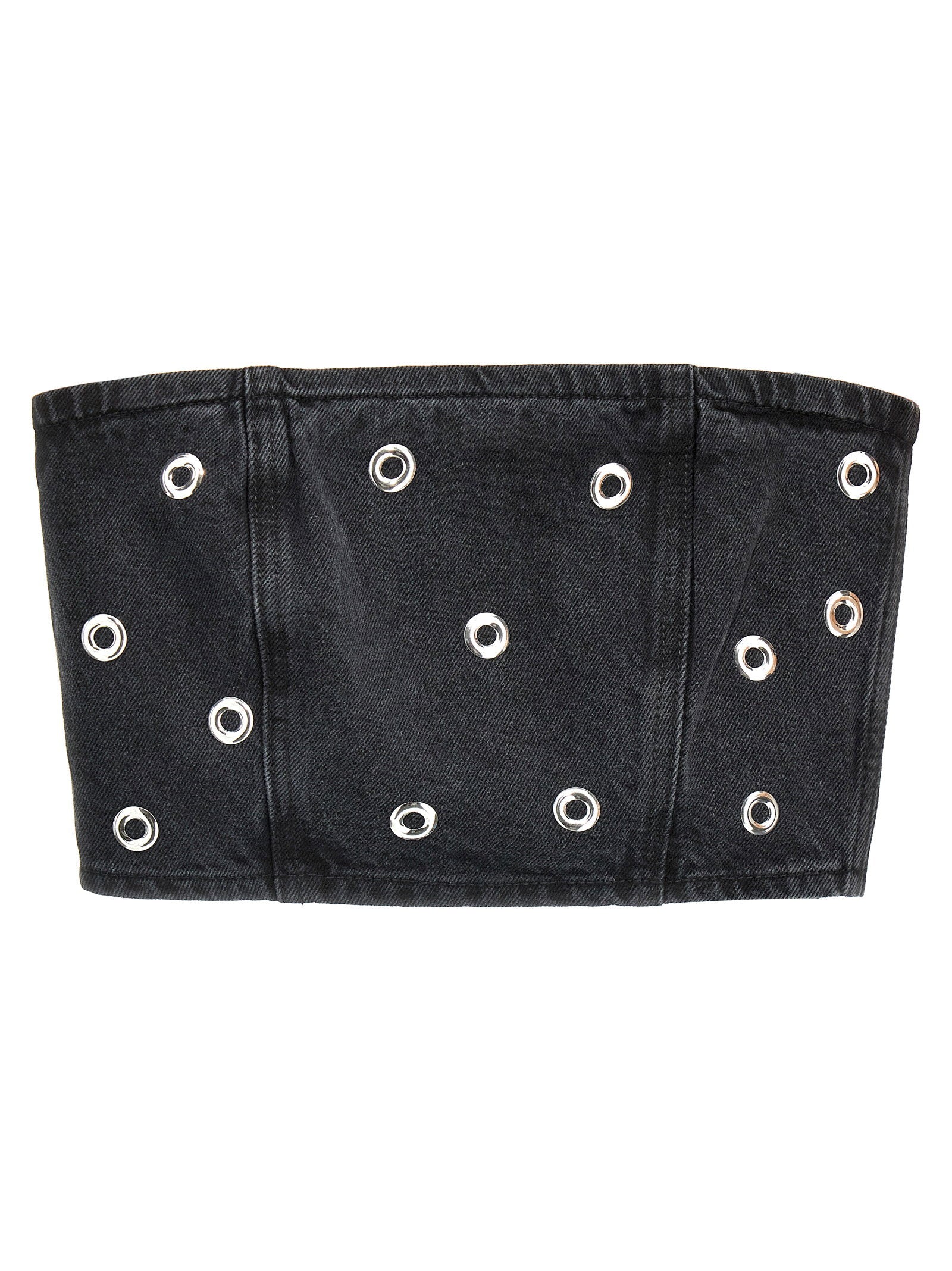 Studded Denim Blouse — Black