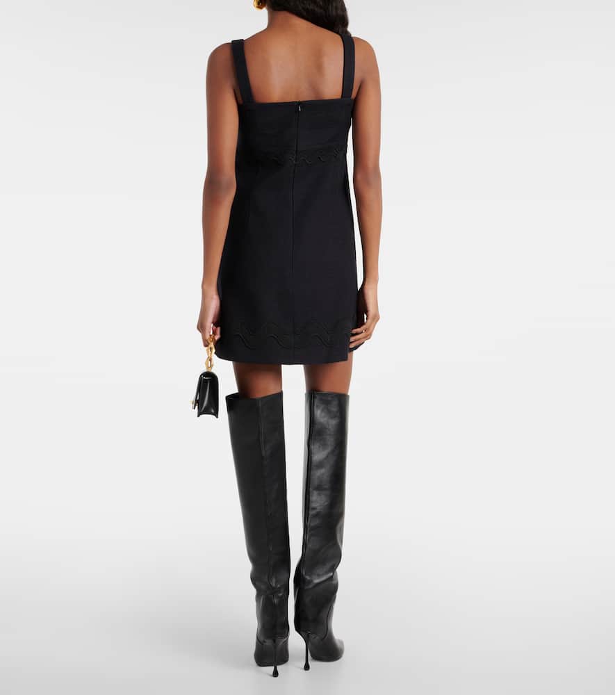Bow-detail cotton-blend tweed minidress