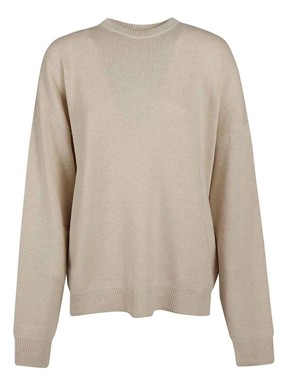 Wool Blend Crewneck Sweater — Beige