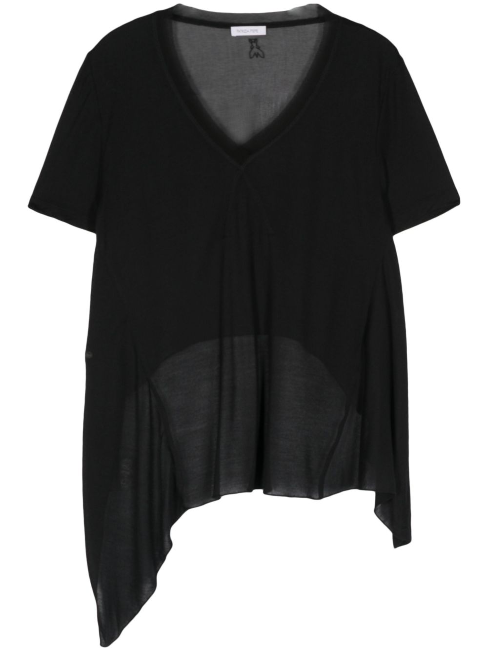 Asymmetric panelled T-shirt - Black