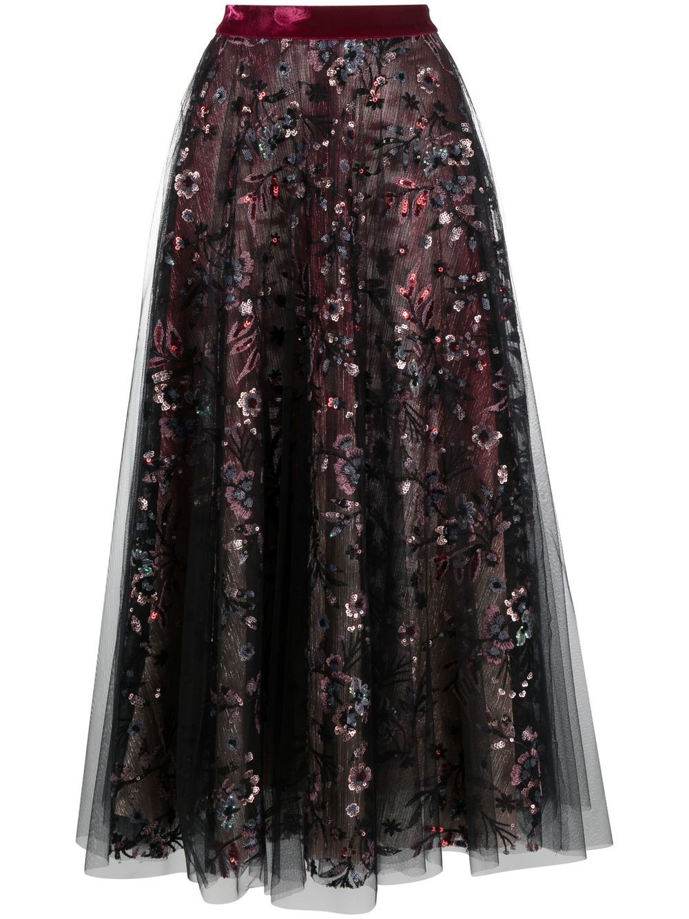 Sequin-embellished midi skirt - Red