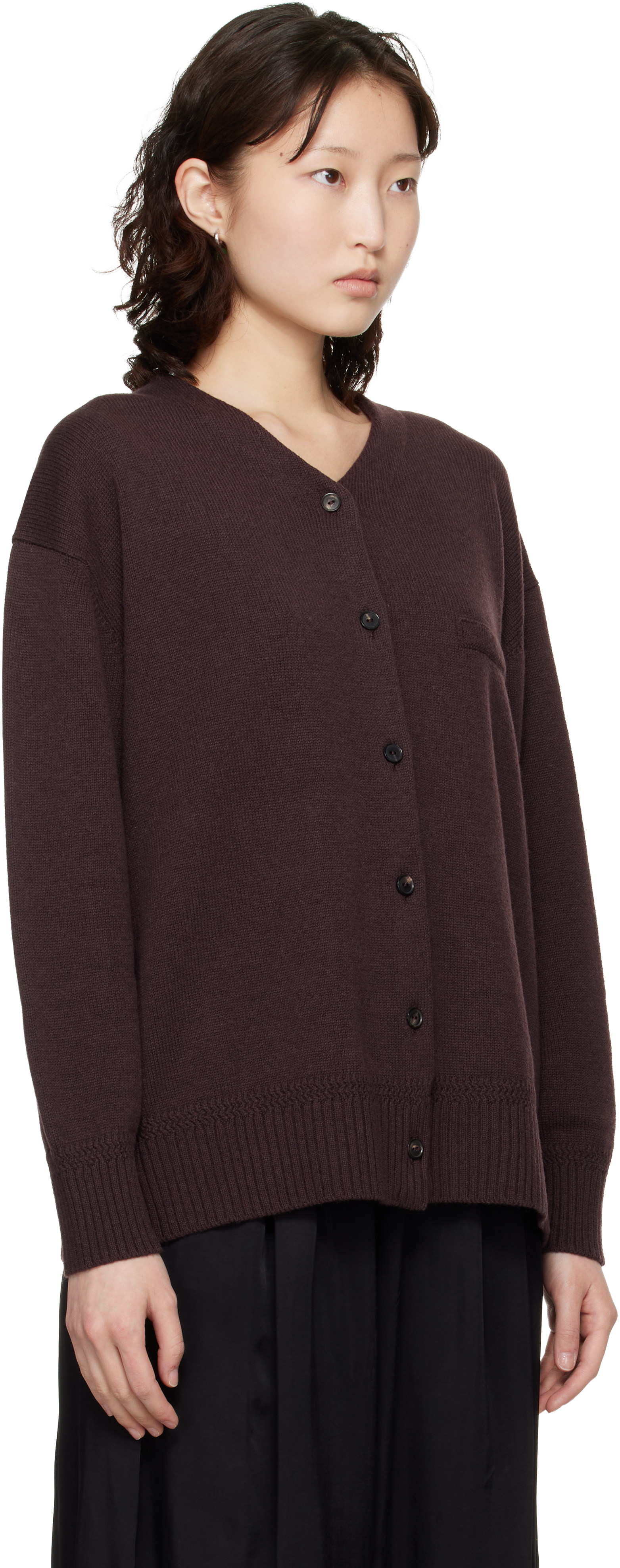 Burgundy Merino Wool Cardigan