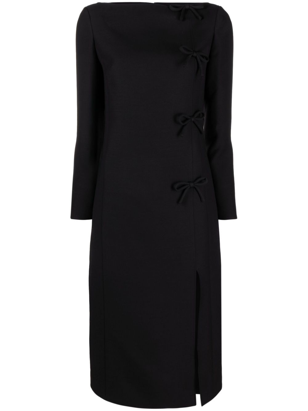 Bow-detail midi dress - Black