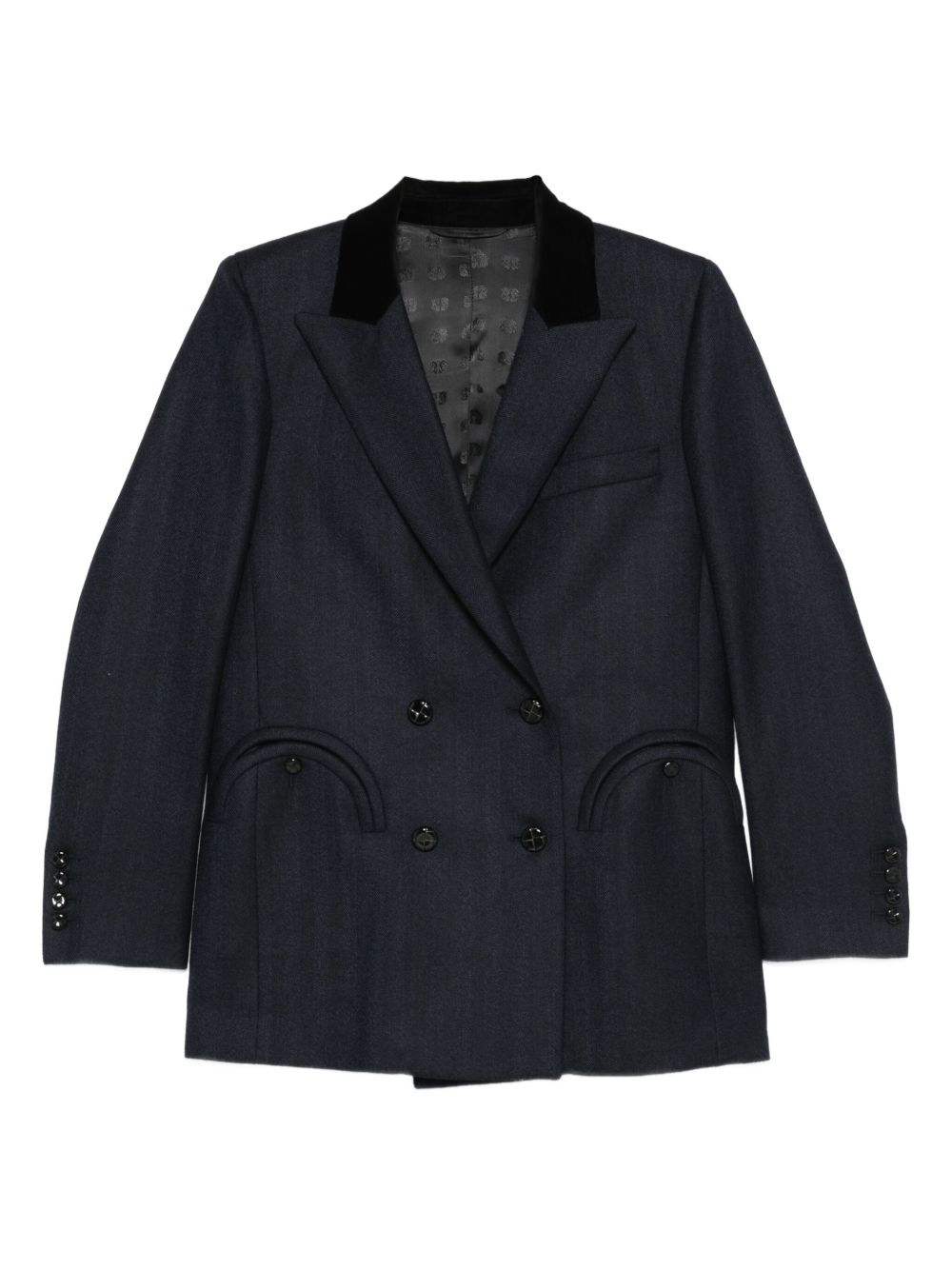 Resolute Everyday velvet-collared double-breasted blazer - Blue