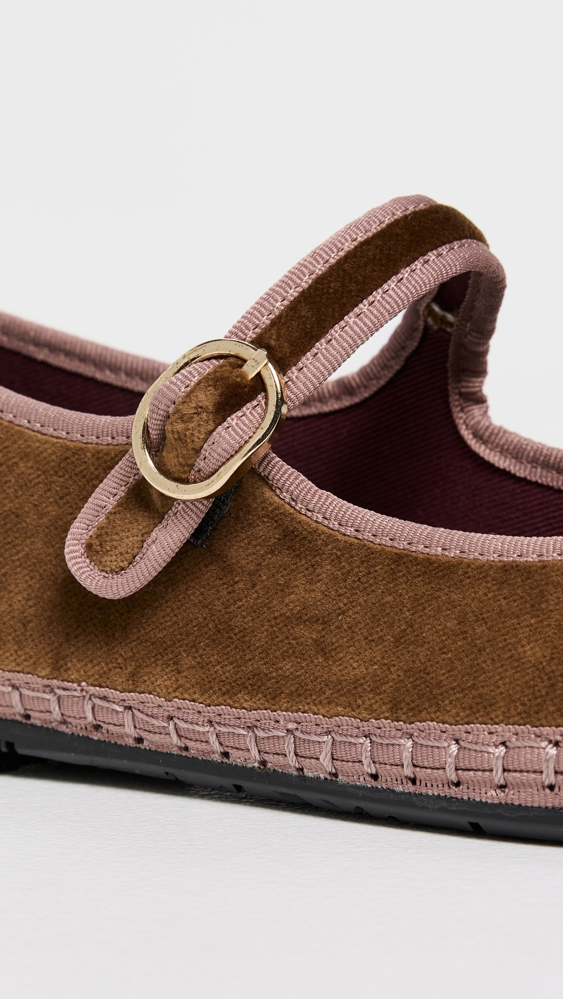 Velvet Mary Jane Flats Brown