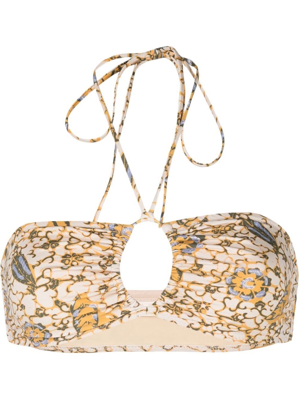 Formentara citrus-print bikini top - Neutrals