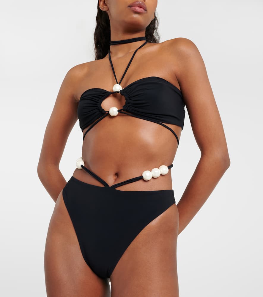 Beaded bandeau bikini top