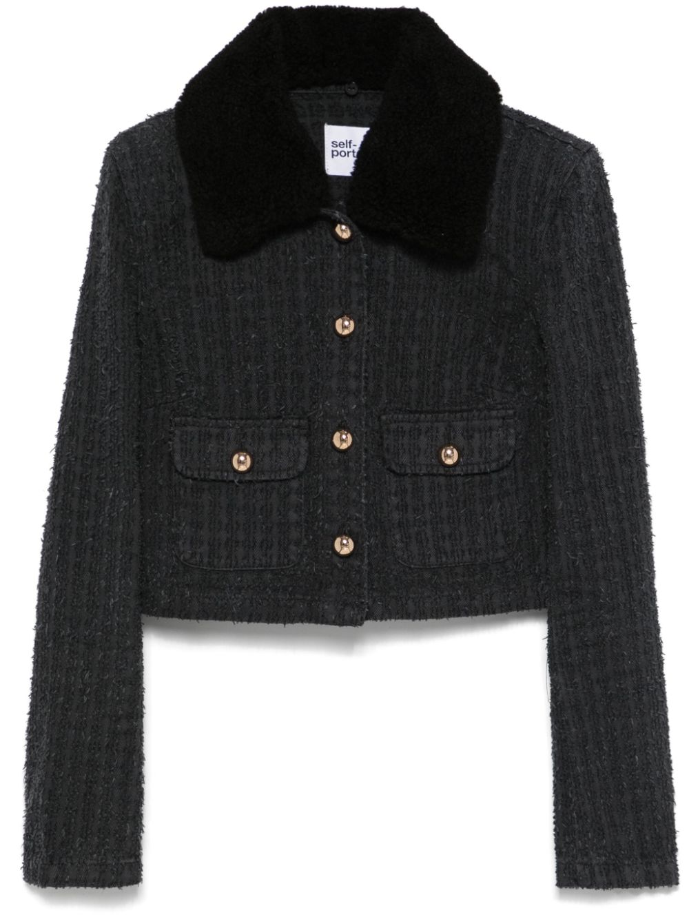 Textured denim jacket - Grey