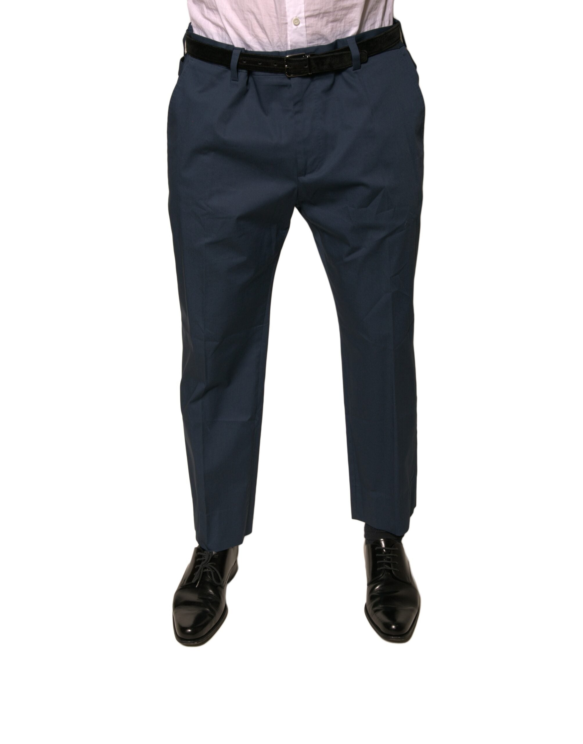 Cotton-Elastane Dress Trousers — Navy