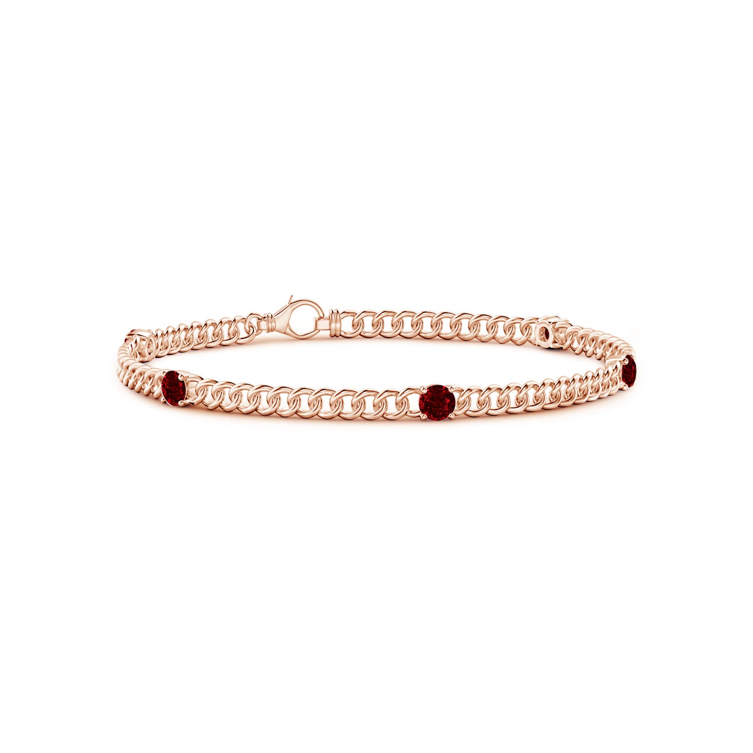Angara 1.4 Carats Five Stone Ruby Station Bracelet in 14K Rose Gold