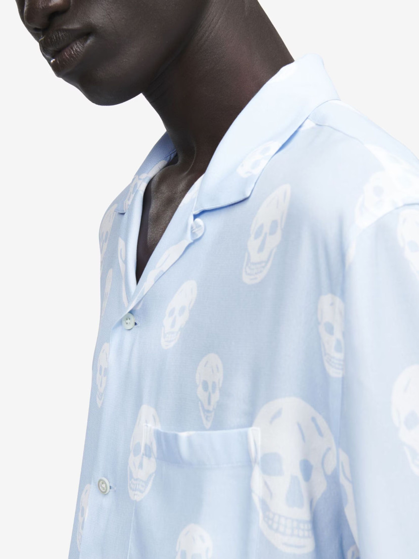 Light Blue Skull Print Shirt