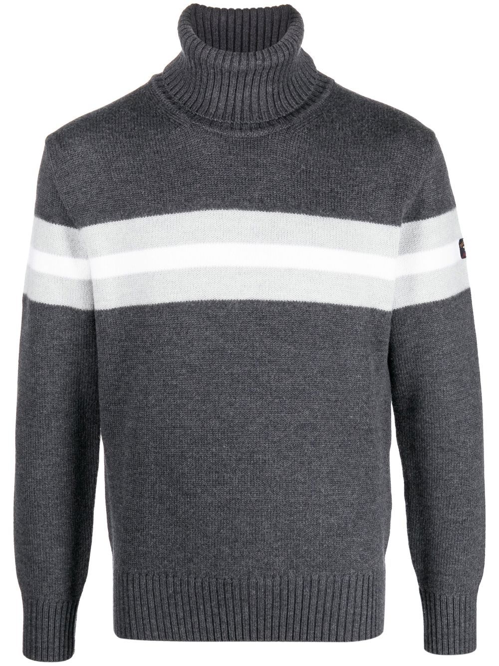 Striped roll-neck jumper - Grey