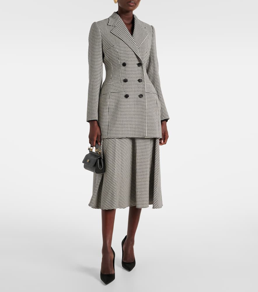 Houndstooth wool-blend blazer