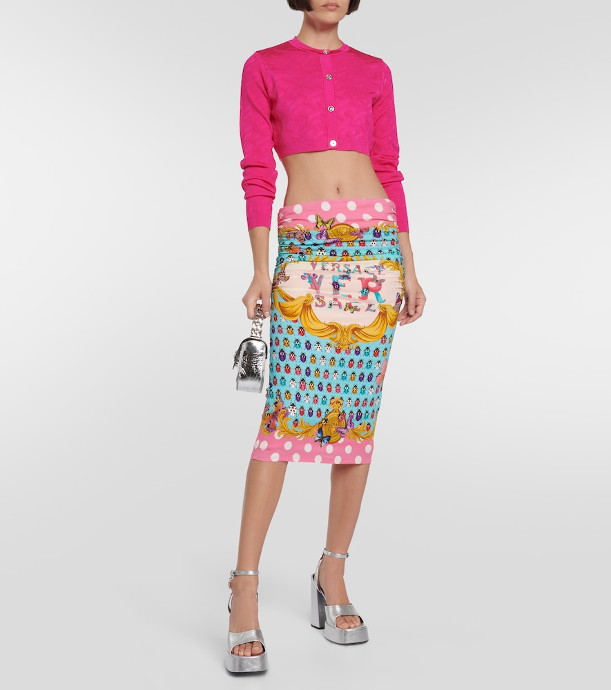 Printed draped midi skirt