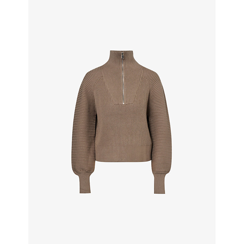Womens Gravity Sage Reid Relaxed-fit Woven-blend Jumper