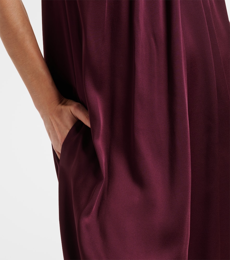 Embellished halterneck satin jumpsuit