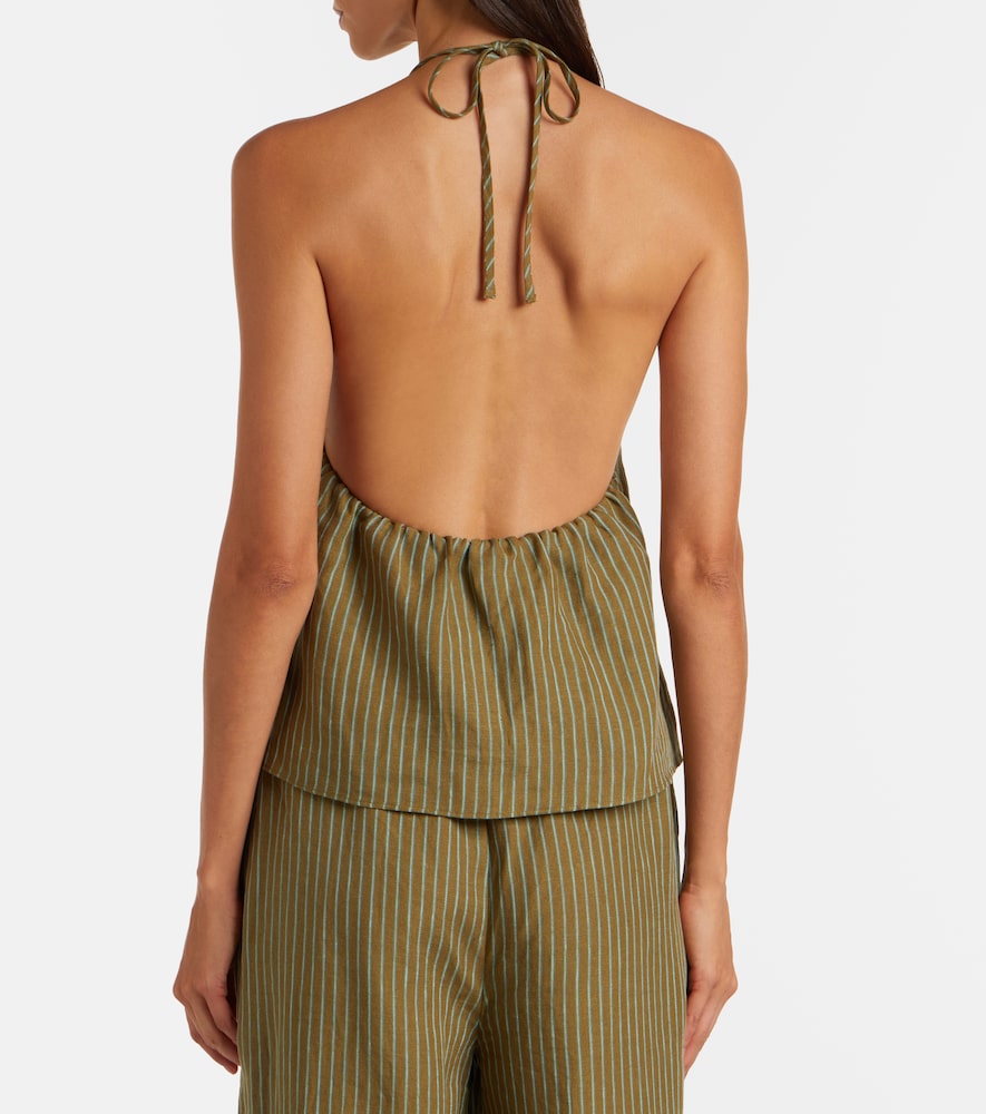 Corso striped halterneck linen top