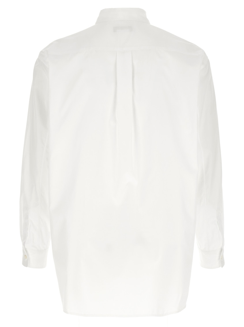 White Geometric Cut-out Shirt