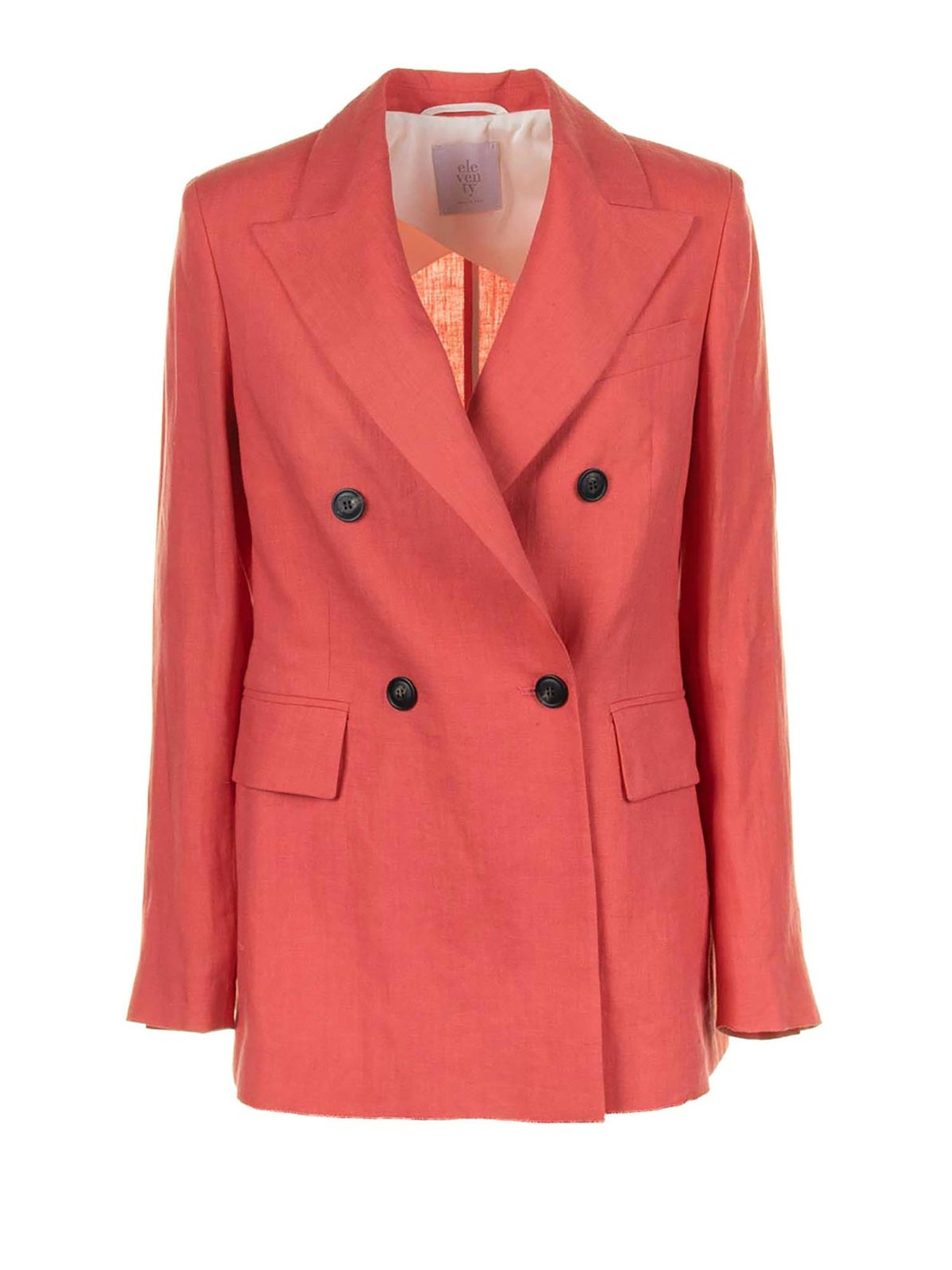 Double-breasted Coral Linen Jacket
