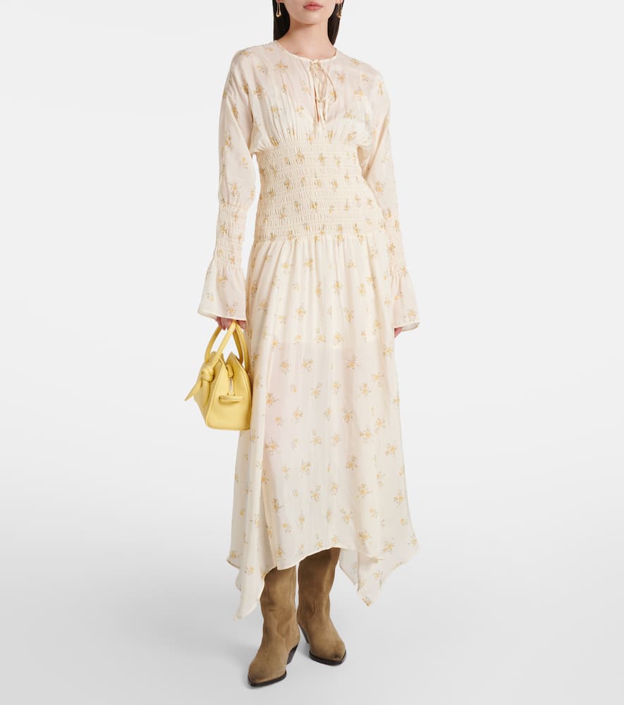 Printed smocked maxi dress