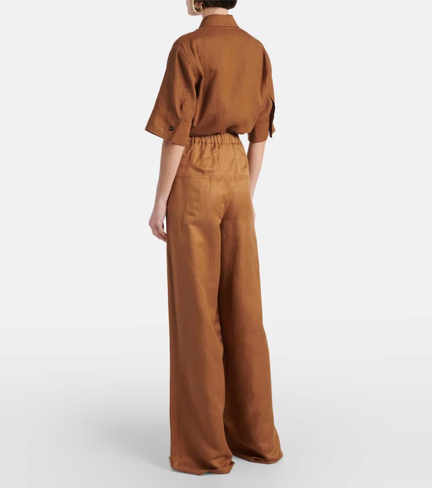 Onore linen and silk twill wide-leg pants