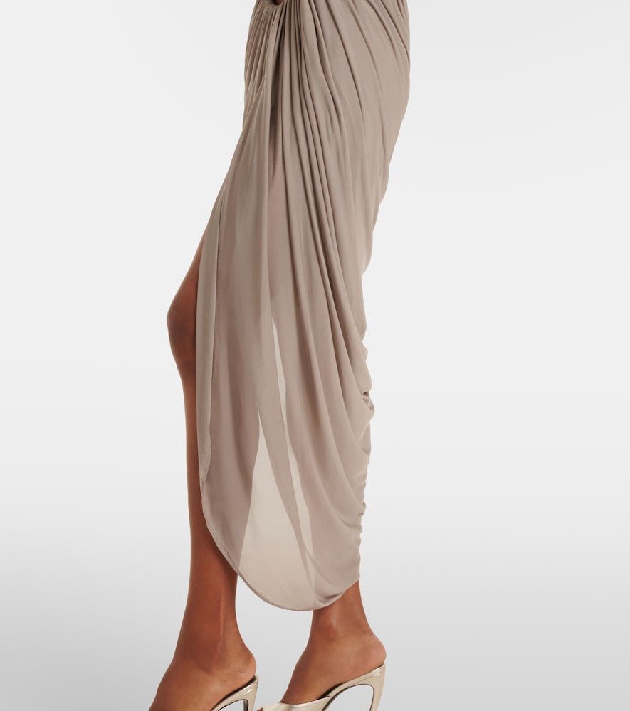 Ripple embellished draped jersey gown