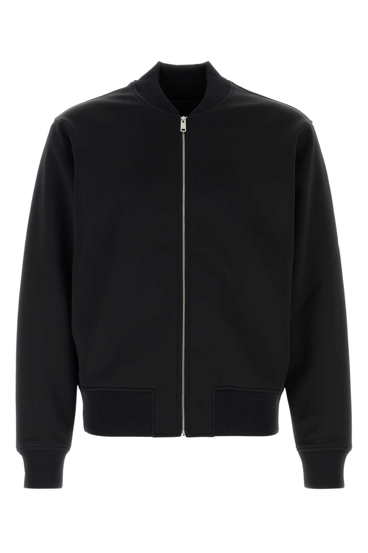 Stretch Polyester Bomber Jacket — Black