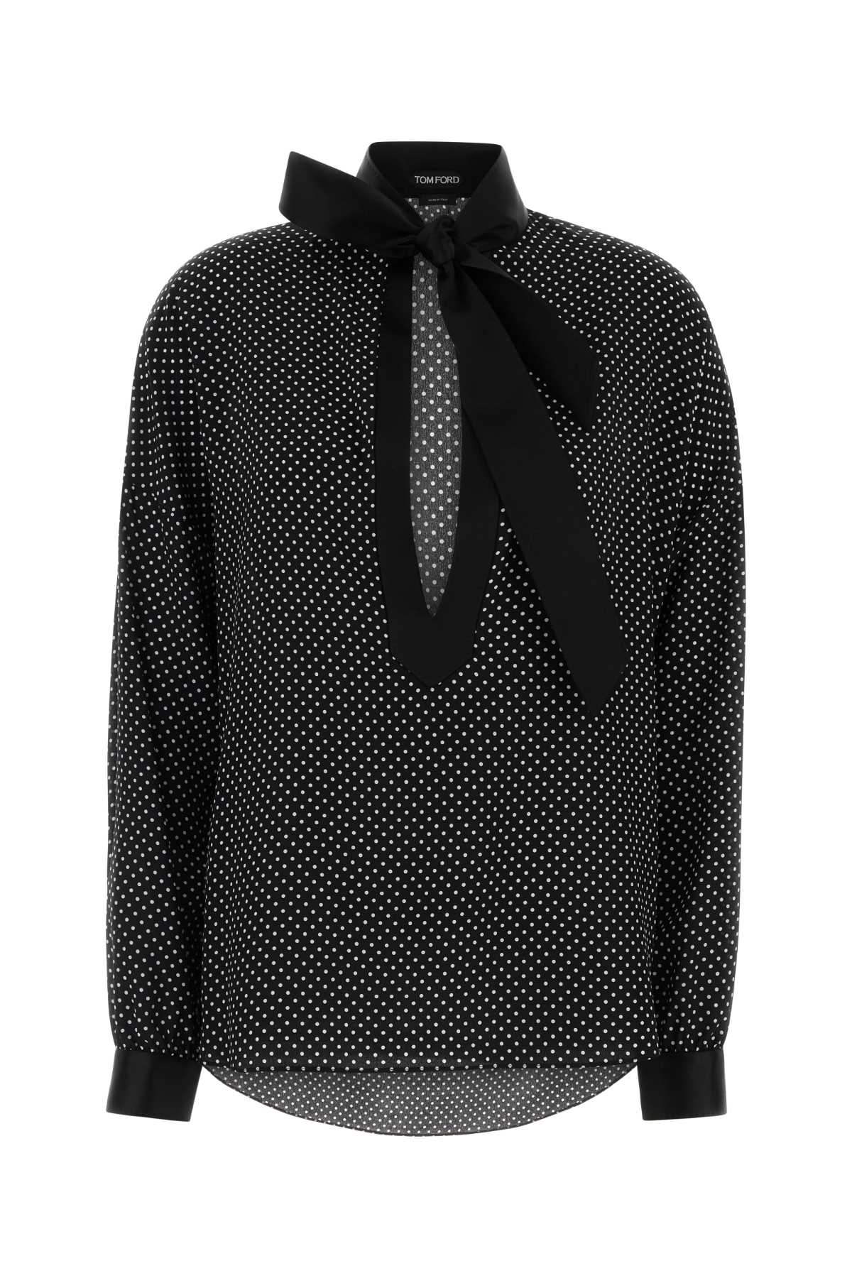 Polka Dot Silk Lavallière Tunic Top