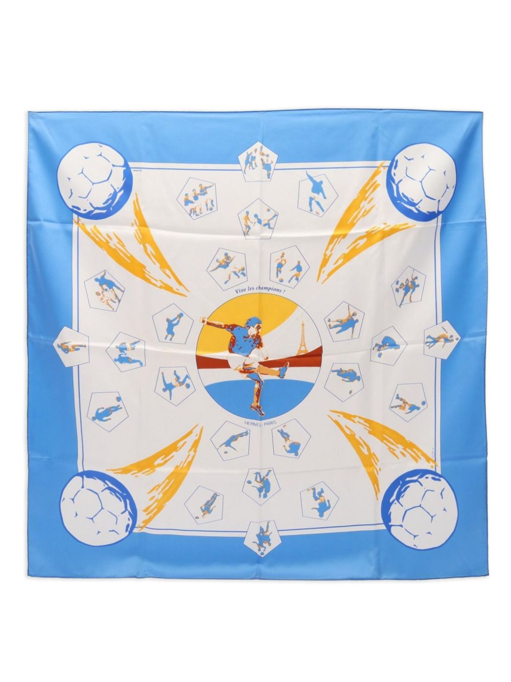 2000s Carrés 90 Vive Les Champions! silk scarf - Blue