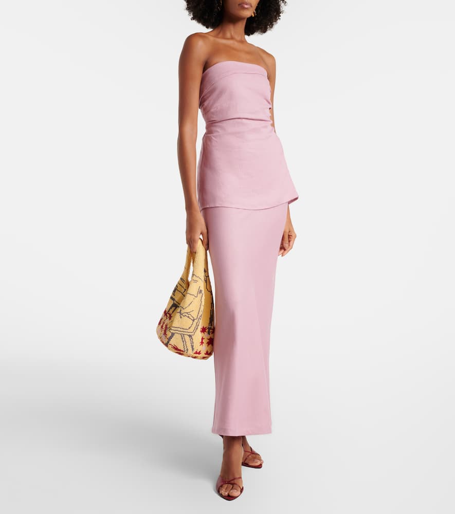 Caen strapless linen top