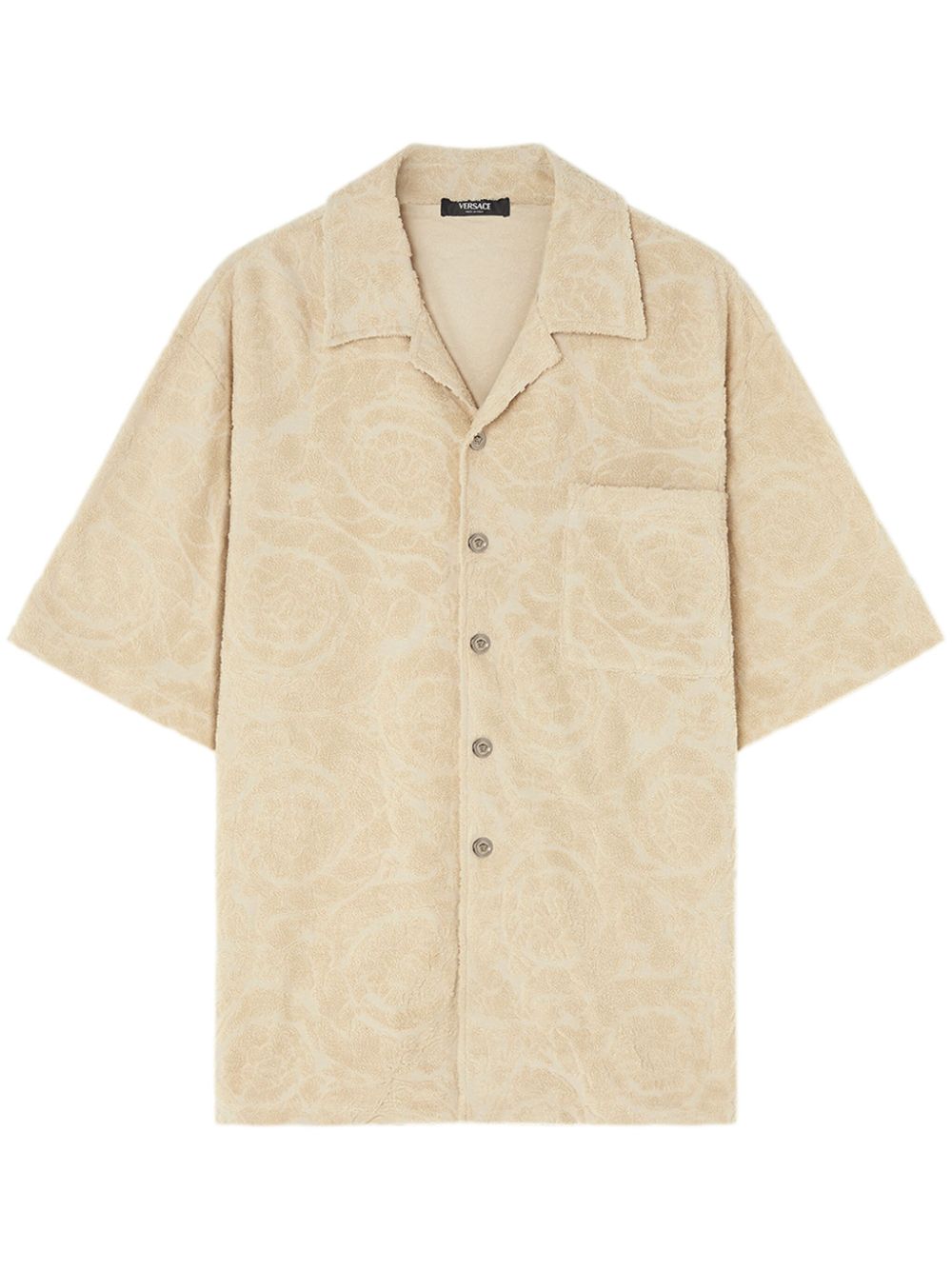 Patterned intarsia-knit cotton shirt - Neutrals