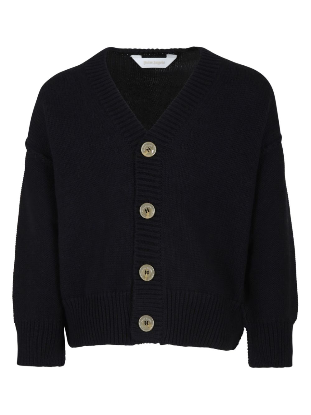 Intarsia-knit logo cardigan - Black