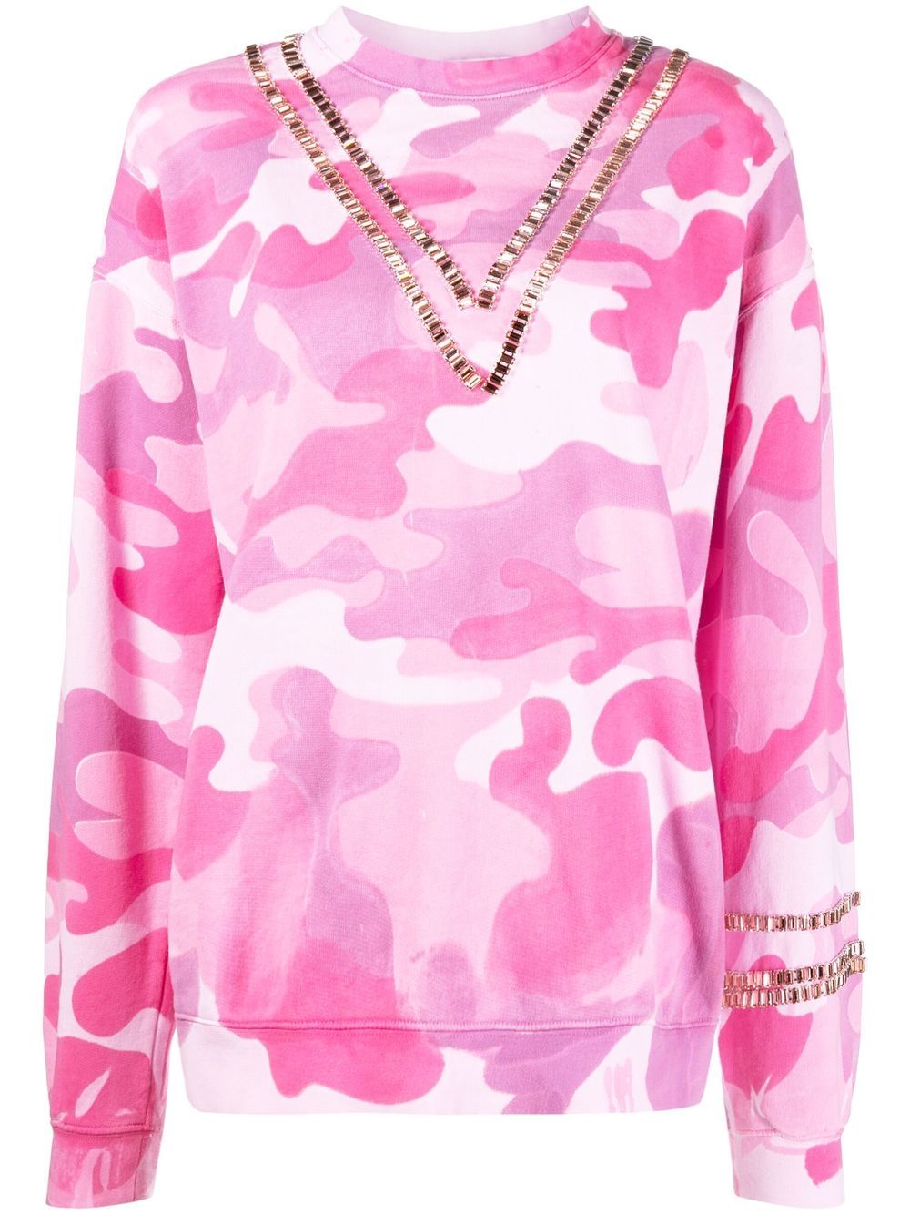 Camouflage-print crystal-embellished sweatshirt - Pink