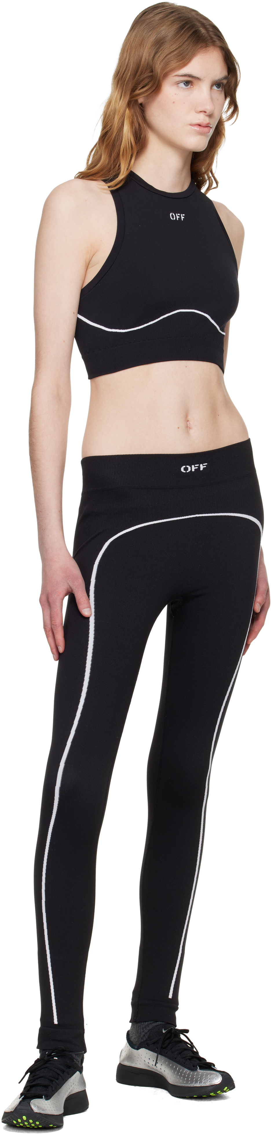 Black 'OFF' Stamp Seamless Leggings