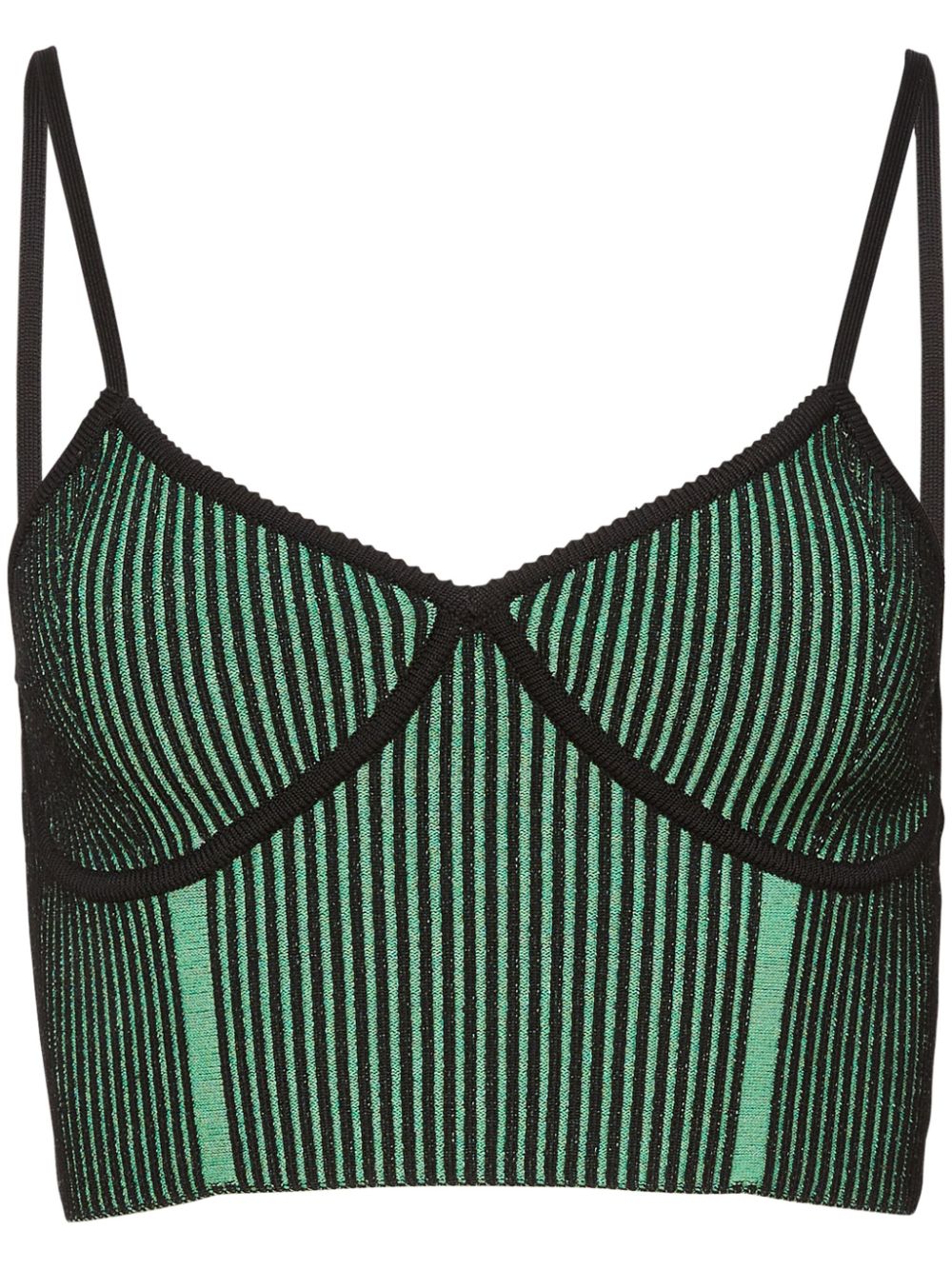 Striped ribbed-knit top - Green