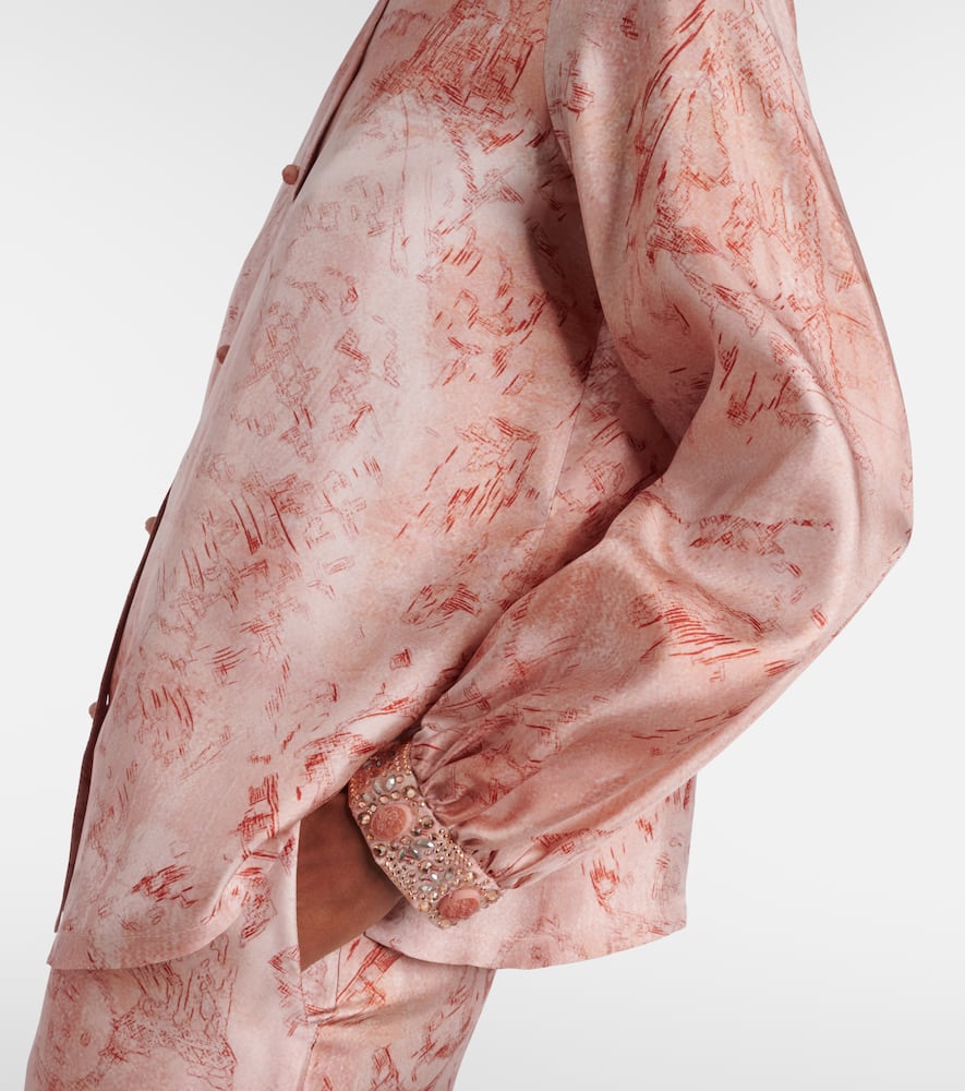 Crespo embellished printed twill shirt