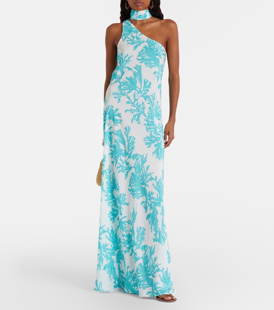 Odetta scarf-detail one-shoulder gown