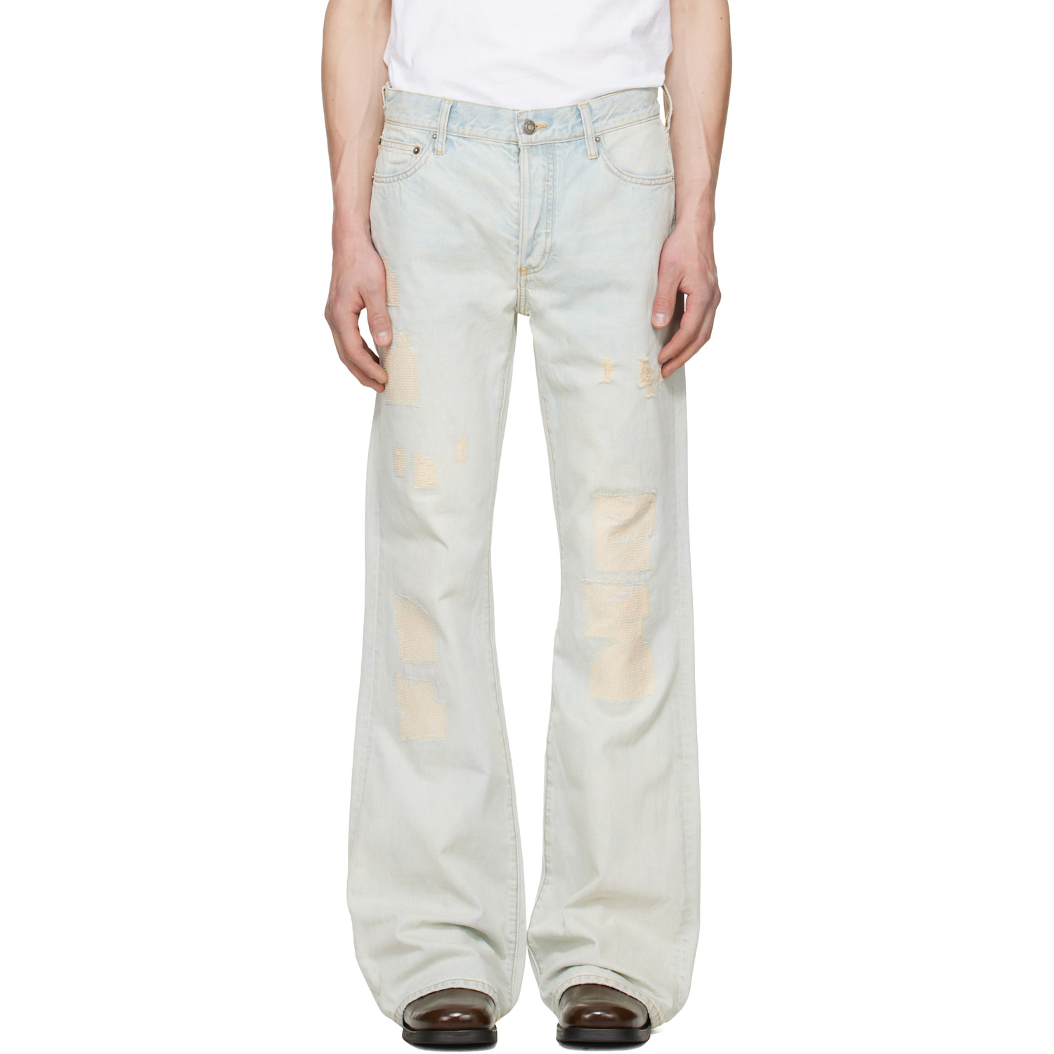 Blue Jimmy Crispy Rigid Denim Flare Jeans