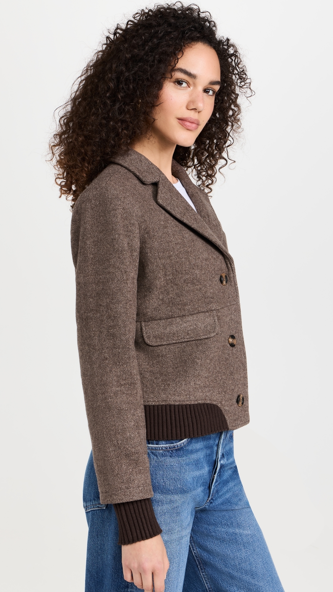 The City Bomber Jacket Chocolate Herringbone