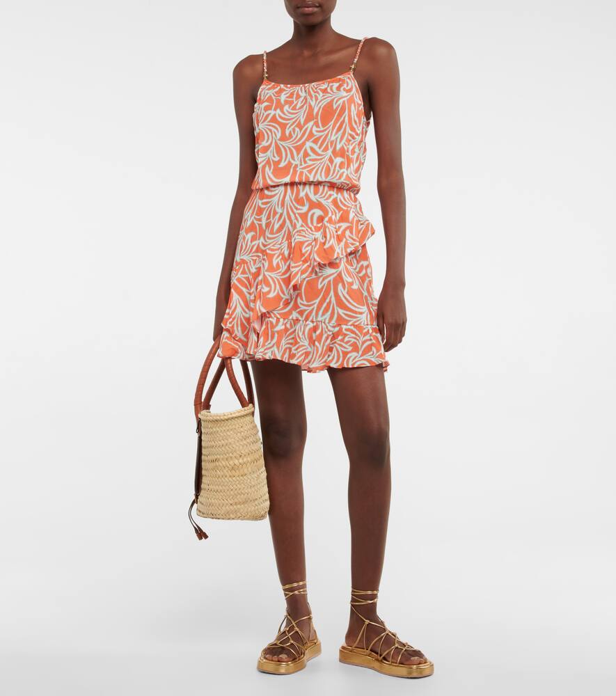 Printed ruffled minidress