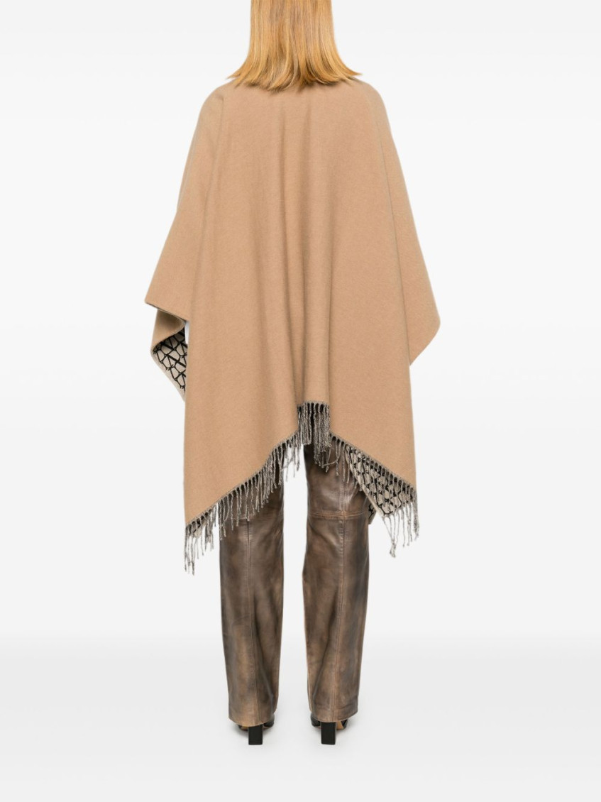 Brown Fringed double poncho