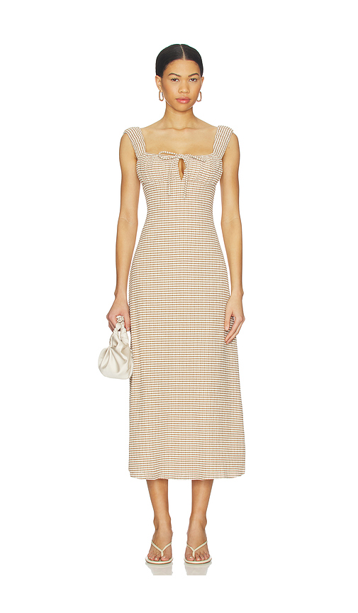 Stone Cold Fox x REVOLVE Leni Midi Dress in Taupe,Cream. L. Also in M, S, XL