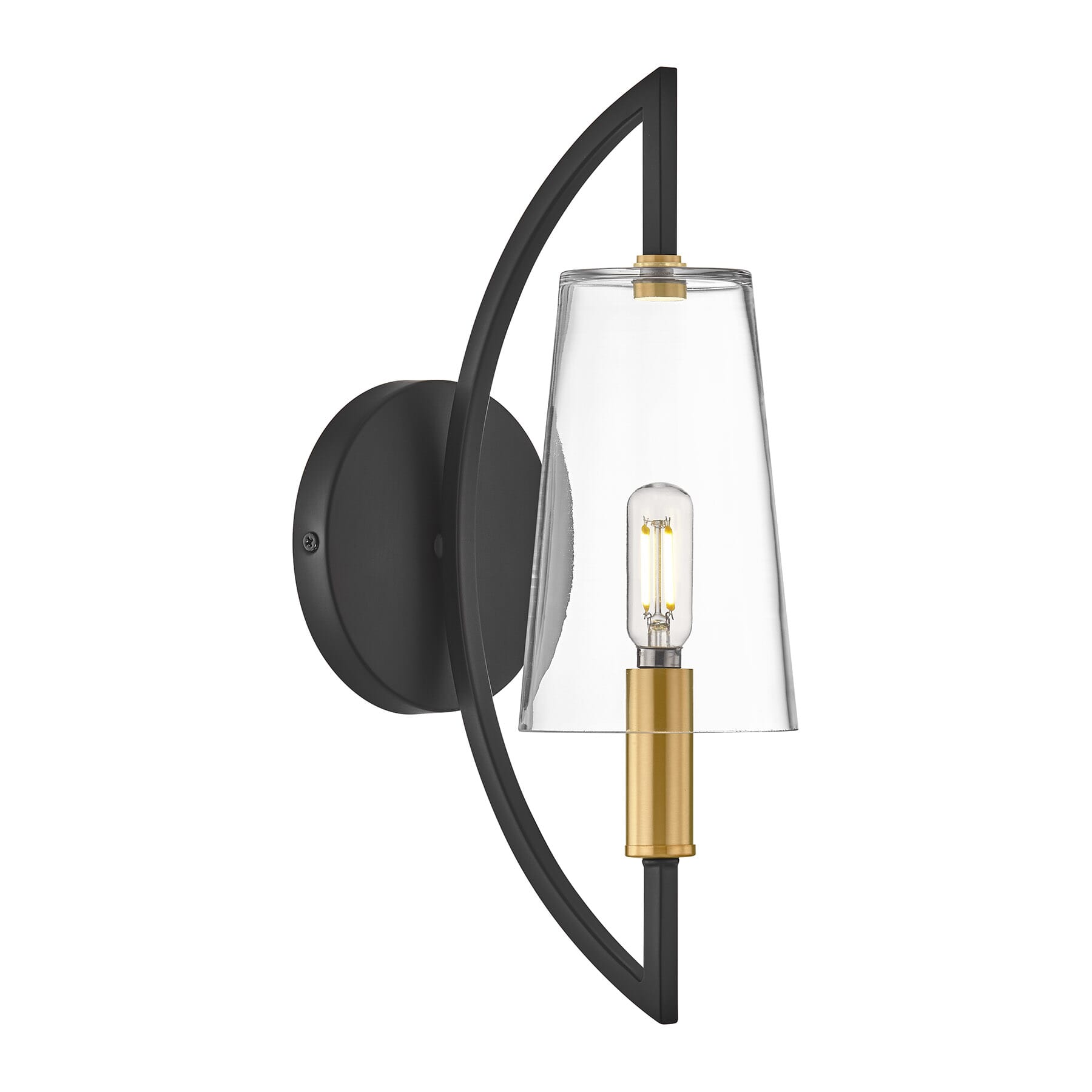 Hanley 1-Light Wall Sconce in Matte Black and Warm Bra