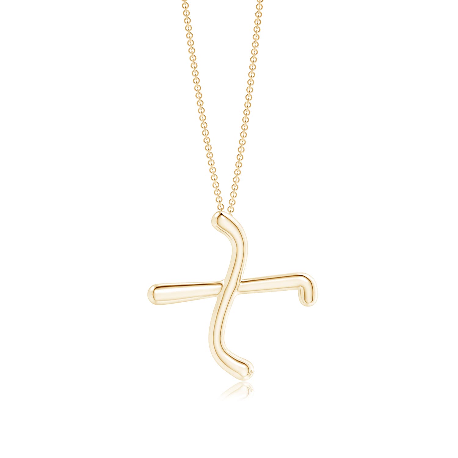 "Angara Lowercase ""X"" Initial Pendant in 14K Yellow Gold"