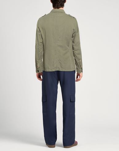Patrizio Piscaglia Man Shirt Military green Size 38 Cotton, Linen, Lyocell