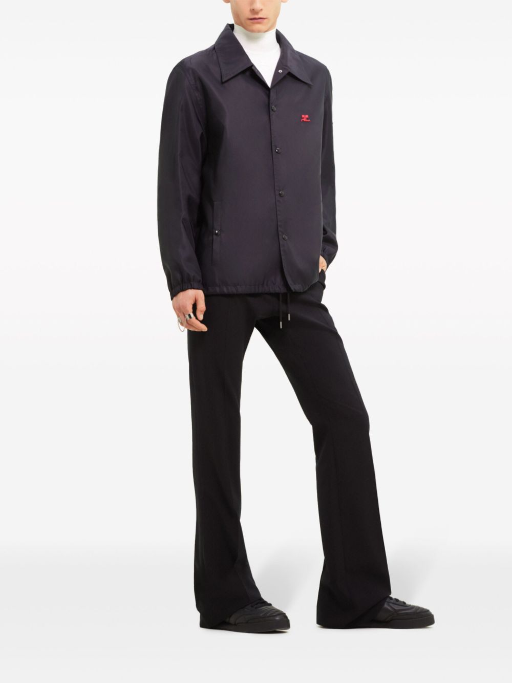 Graphic-print shirt jacket - Black