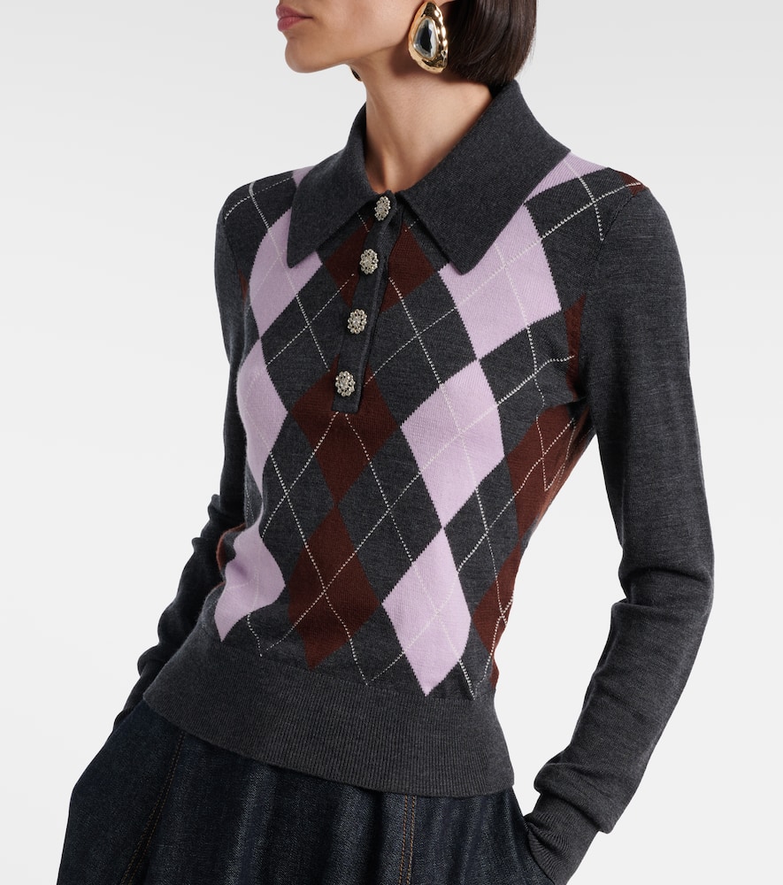 Argyle wool polo sweater