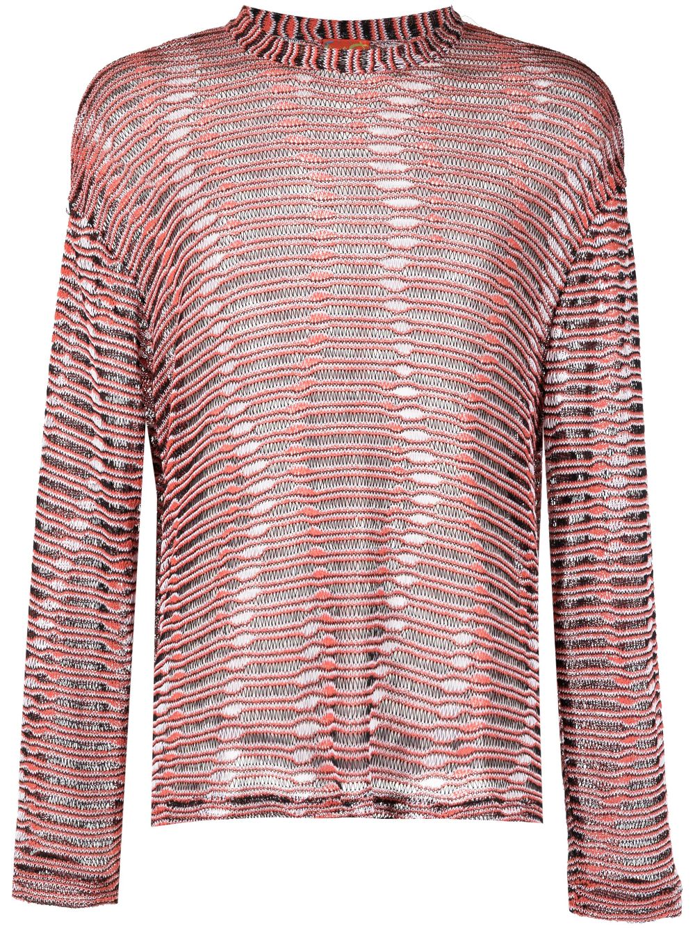 Open-knit striped sweatshirt - Orange