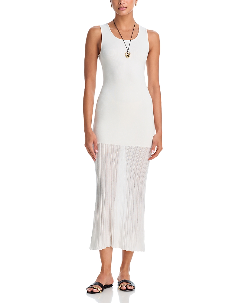 maxi dress sheer bottom Sleeveless Pleated Knit - MEDIUM / White This Boohoo piece transitions effortlessly from cocktail bars to dance floors Marina Black Lace Sheer Maxi