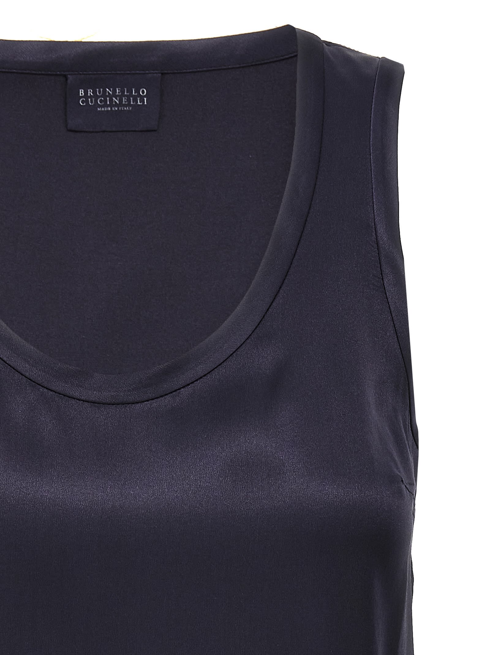 Sleeveless silk-blend tank top - Blue